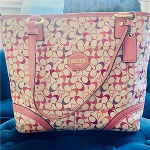 Coach Pink and Cream Tote Bag
